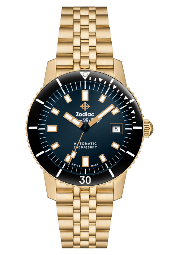 Zodiac Super Sea Wolf Compression 18K Gold Automatic ZO9308