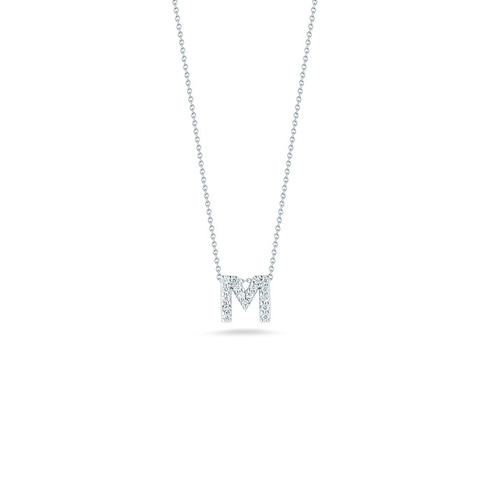 Roberto Coin Tiny Treasures Diamond Love Letter “M” Necklace