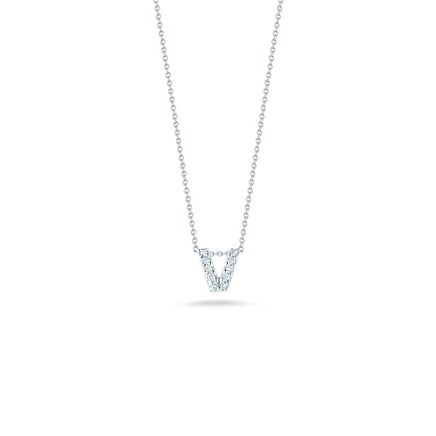 Roberto Coin Tiny Treasures Diamond Love Letter “V” Necklace