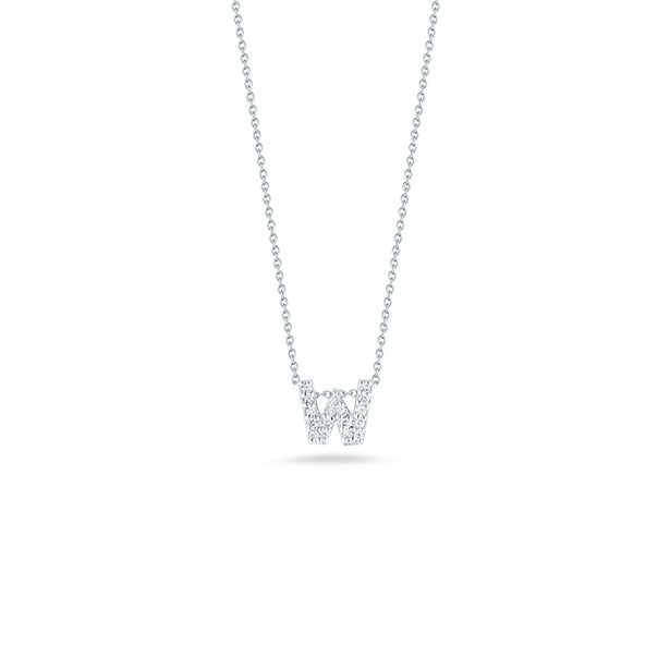 Roberto Coin Tiny Treasures Diamond Love Letter “W” Necklace