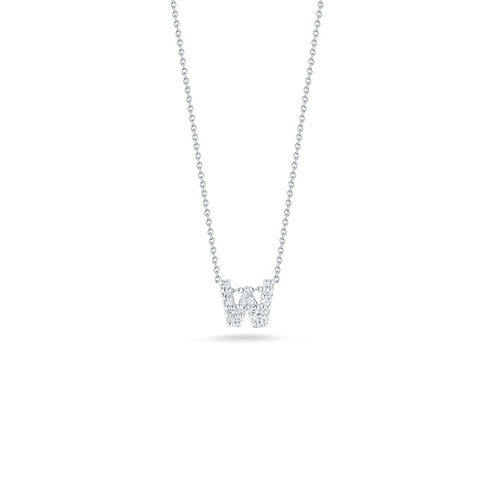 Roberto Coin Tiny Treasures Diamond Love Letter “W” Necklace