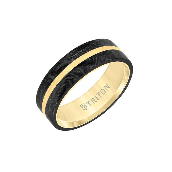 Triton 14K Gold with Forged Carbon Ring 11-6178-YF7-G
