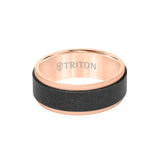 Triton Tungsten RAW Black DLC with 14K Rose Gold Ring 11-RAW0129RBC8-G
