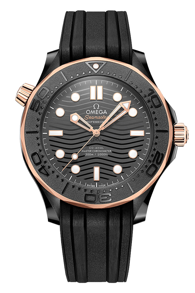 Omega Seamaster Diver 300M Black Ceramic Sedna Gold 210.62.44.20.01.00 –  Topper Fine Jewelers