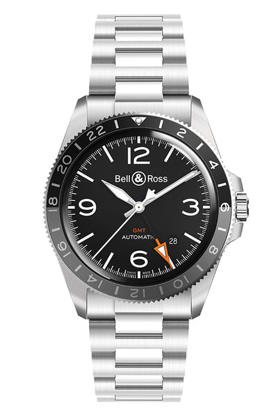 Bell Ross BRV2 93 GMT Black Steel BRV293 BL ST SST Topper Fine