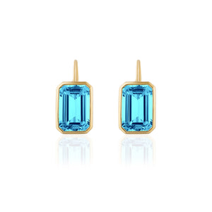 Goshwara Gossip Blue Topaz Emerald Cut Earrings JE0072-BT