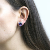 Goshwara Gossip Octagon Amethyst Stud Earrings JE0233-AM-W