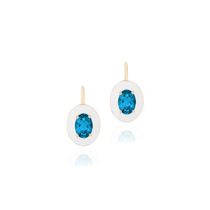 Goshwara Queen Oval London Blue Topaz Earrings JE0490-LBT-ENWH-Y