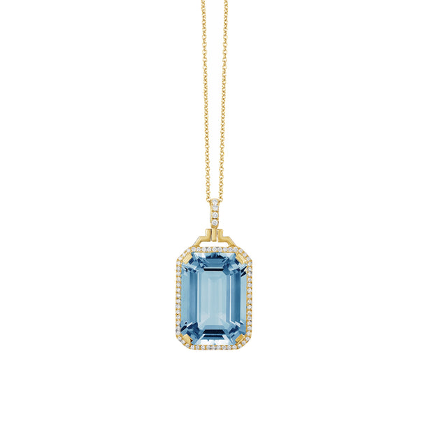 Goshwara Gossip Blue Topaz Emerald Cut Pendant JP0064-BT-Y