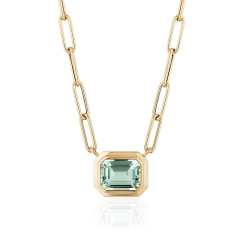 Goshwara Manhattan Prasiolite Emerald Cut East West Pendant JP0125-PS-Y