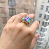 Goshwara Gossip Three Color Stone Emerald Cut Ring JR0081-BTAMPS-W