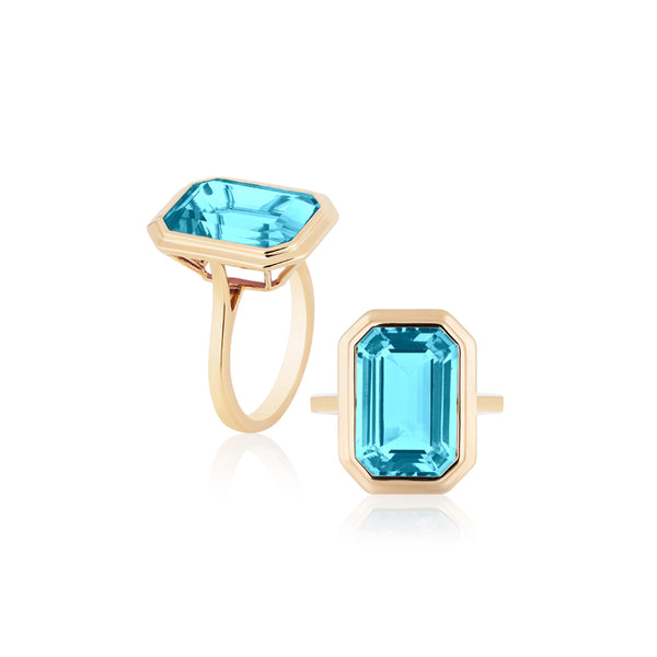 Goshwara Manhattan Blue Topaz Emerald Cut Ring