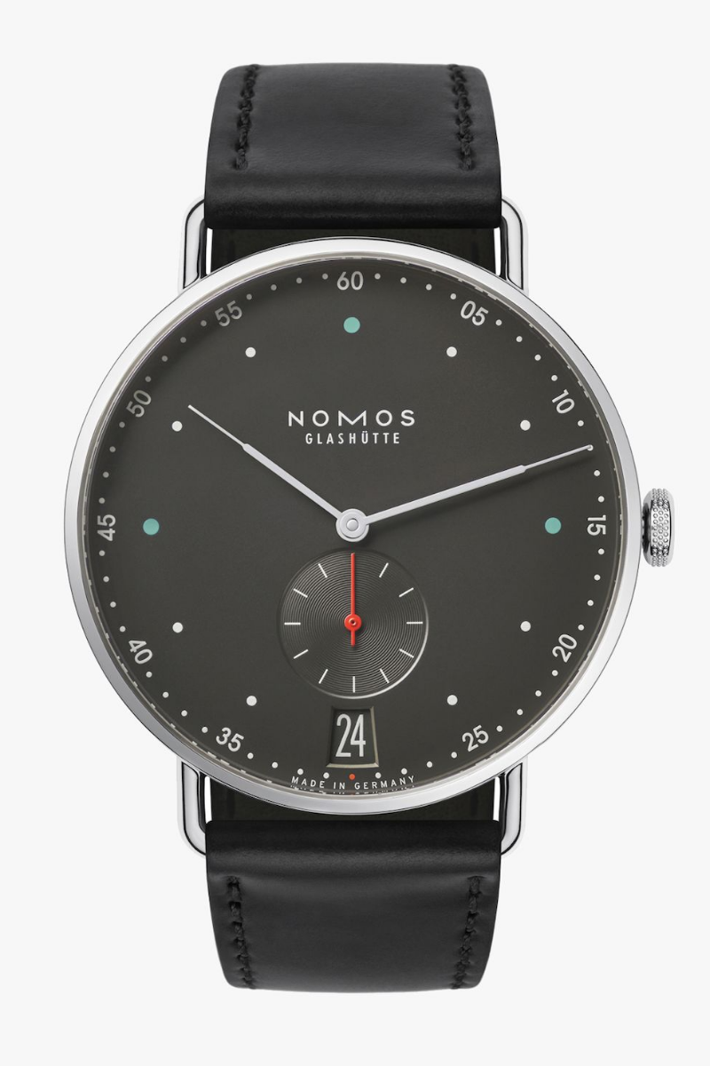 Nomos Glashutte Metro 38 Date Urban Gray 1103 Topper Fine Jewelers