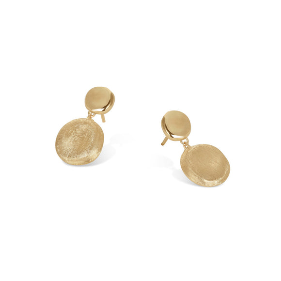 Marco Bicego Jaipur 18K Yellow Gold Engraved and Polished Double Drop Earrings OB1775 Y LI