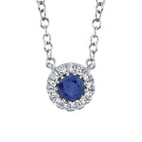 Shy Creation Diamond & Blue Sapphire Necklace SC55002751