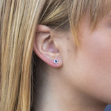 Shy Creation Diamond & Blue Sapphire Stud Earrings SC55002752