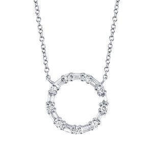 Shy Creation Diamond Baguette Circle Necklace SC55008725