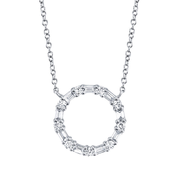 Shy Creation Diamond Baguette Circle Necklace SC55008725