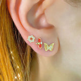 Shy Creation Diamond Butterfly Stud Earrings SC55021955
