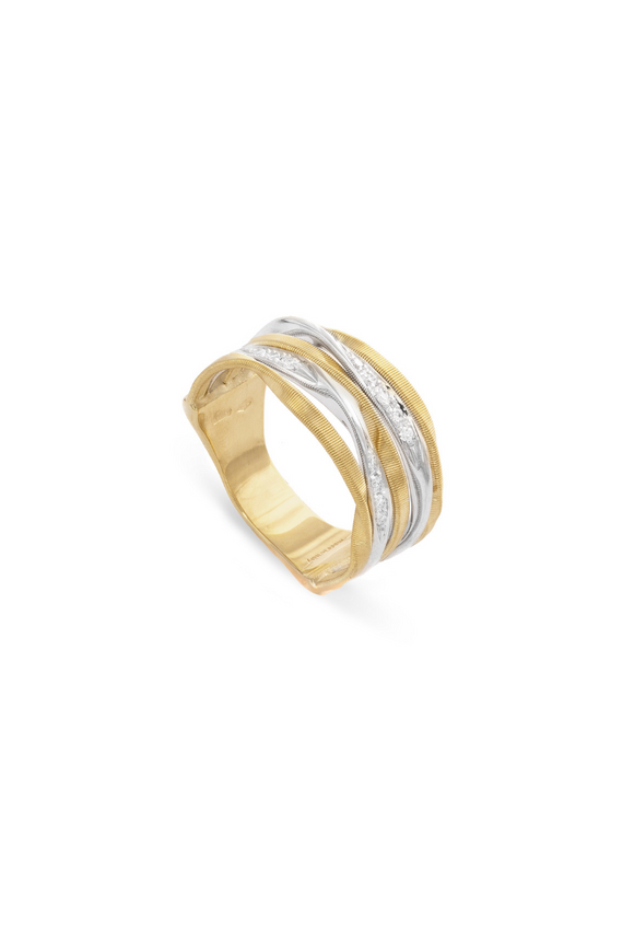 Marco Bicego Marrakech Onde 18K Yellow Gold and Diamond Hand Twisted Ring AG349-B-YW