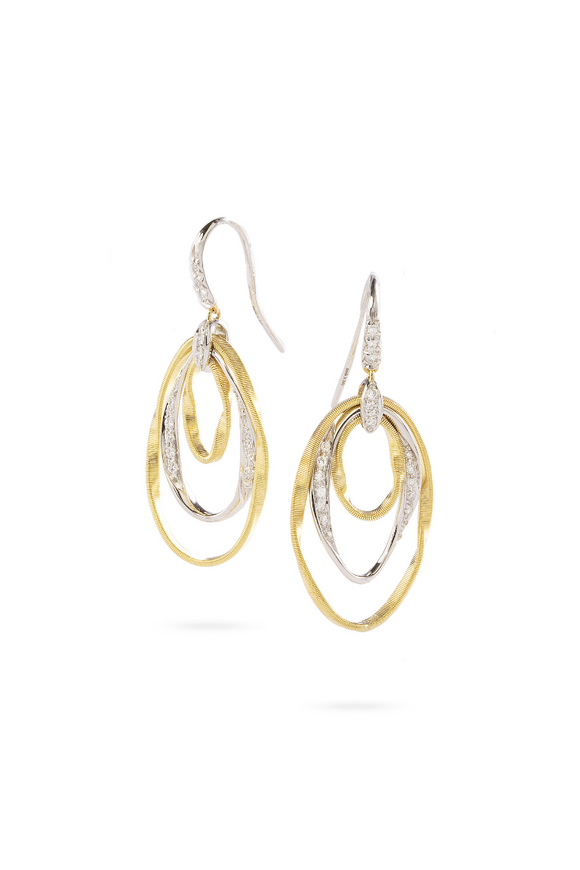 Marco Bicego Marrakech Onde 18K Yellow Gold and Diamond Hand Twisted Earrings OG388-A-B-YW