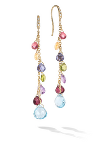 Marco Bicego Paradise 18K Yellow Gold Diamond and Mixed Gemstone Long Drop Earrings