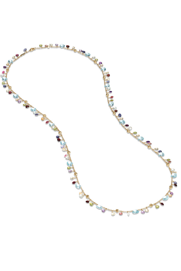 Marco Bicego Paradise 18K Yellow Gold Blue Topaz and Mixed Gemstone Long Necklace
